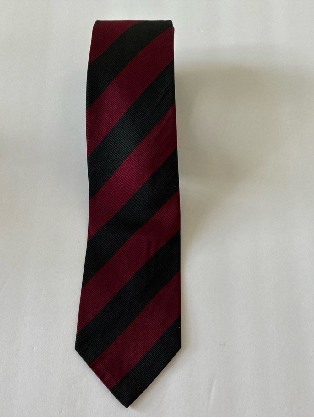 Club Room Classic Burgundy & Black Regimental Striped Men’s Silk Tie